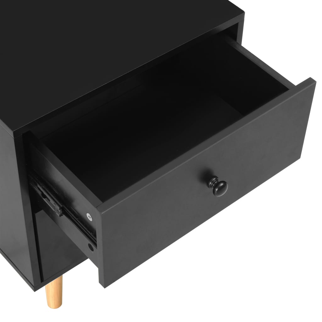 vidaXL Κομοδίνα 2 τεμ. Μαύρα 40 x 30 x 50 εκ. από Μασίφ Ξύλο Πεύκου