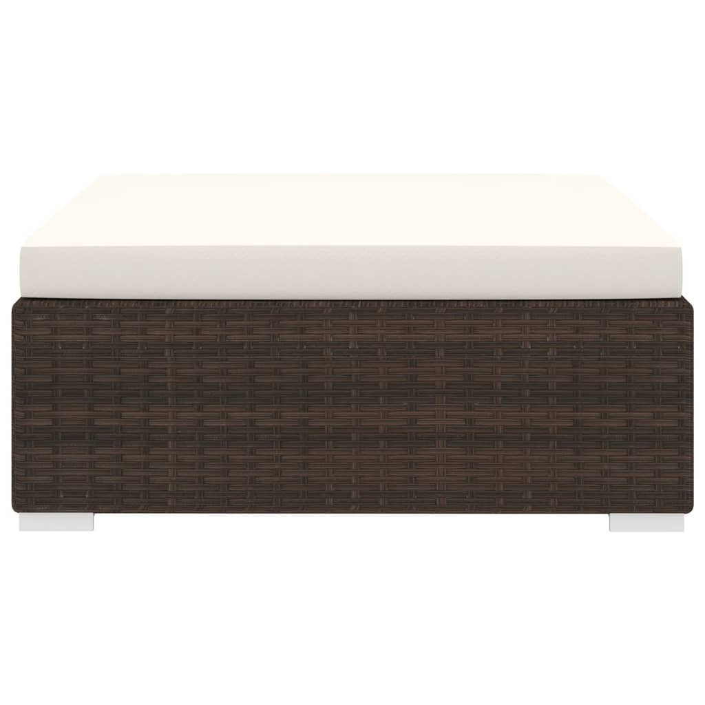 vidaXL Υποπόδιο Τμηματικό 1 τεμ. Καφέ από Συνθετικό Ρατάν με Μαξιλάρι