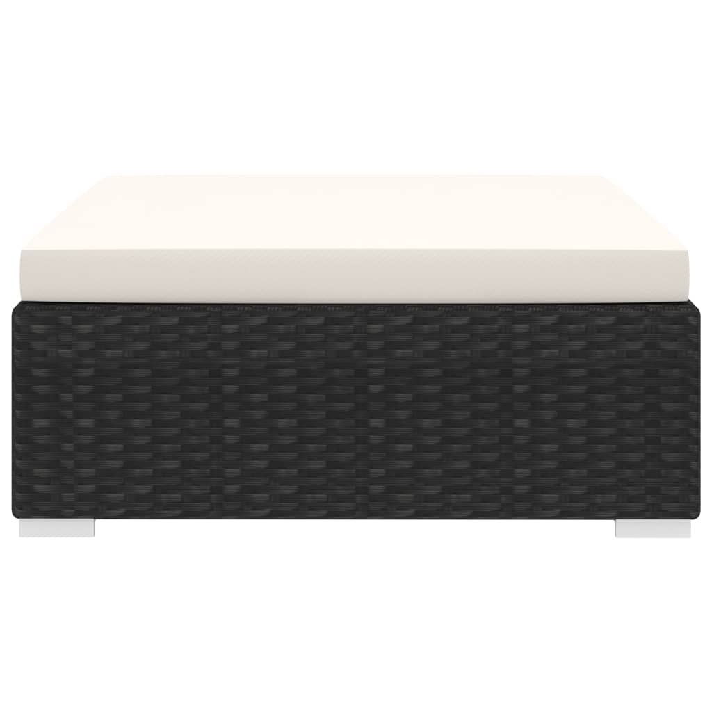 vidaXL Υποπόδιο Τμηματικό 1 τεμ. Μαύρο από Συνθετικό Ρατάν με Μαξιλάρι