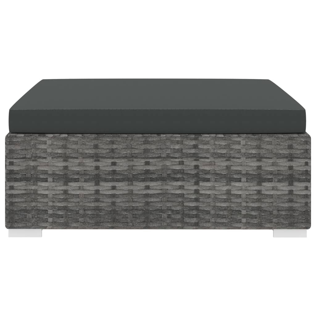 vidaXL Υποπόδιο Τμηματικό 1 τεμ. Γκρι από Συνθετικό Ρατάν με Μαξιλάρι