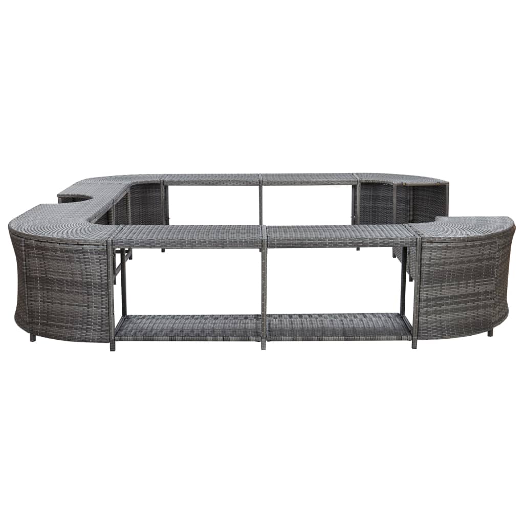 vidaXL Πλαίσιο Σπα/Υδρομασάζ Τετράγωνο Γκρι 268x268x55 εκ Συνθ. Ρατάν