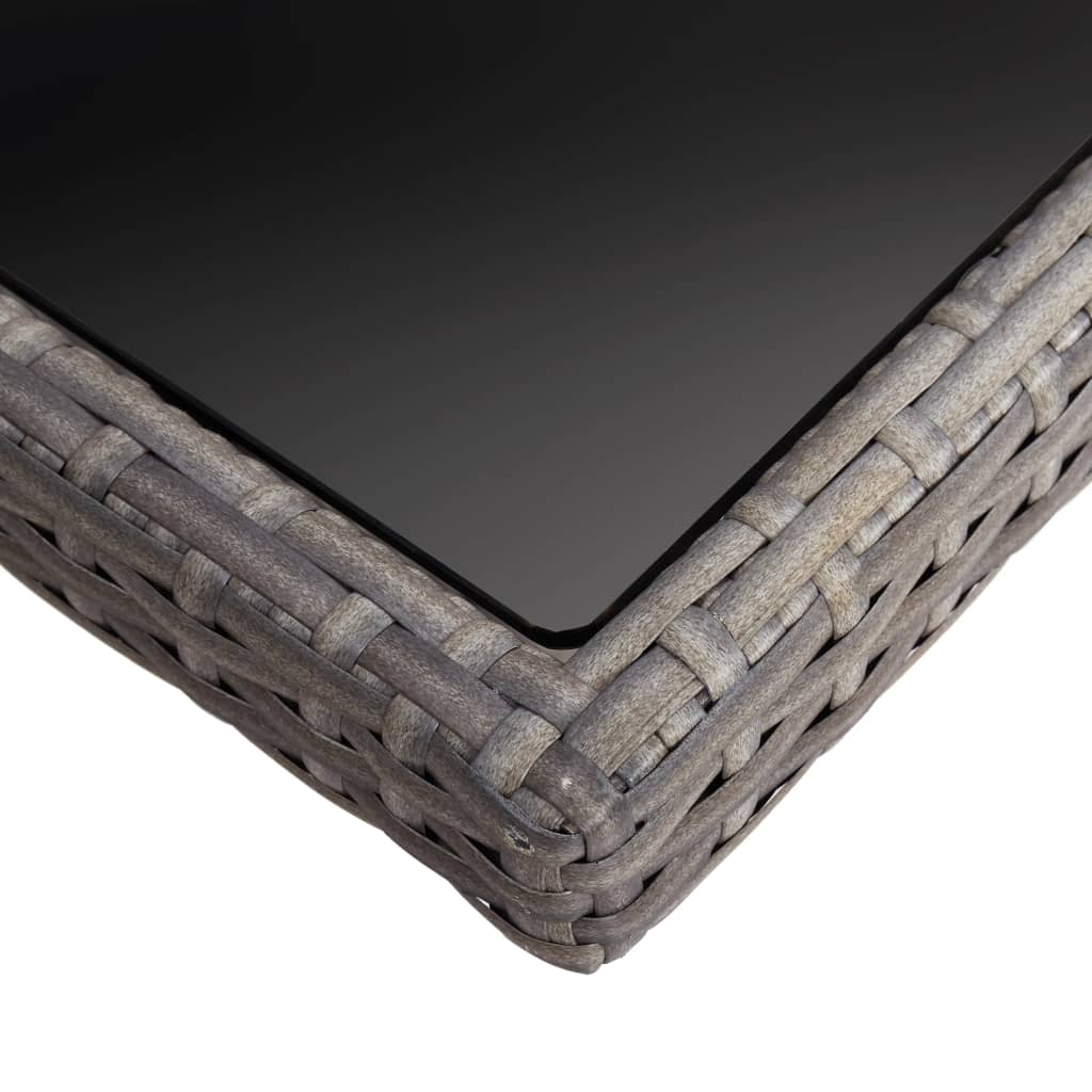 vidaXL Τραπεζαρία Εξωτερικού Χώρου Γκρι από Συνθετικό Ρατάν / Γυαλί