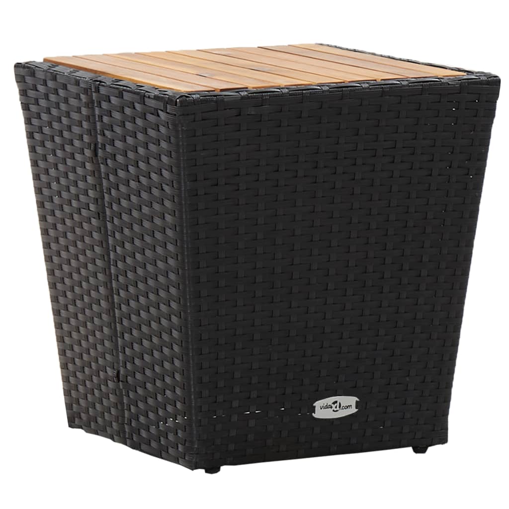 vidaXL Τραπέζι Βοηθητικό Μαύρο 41,5x41,5x43 εκ Συνθ.Ρατάν/Ξύλο Ακακίας