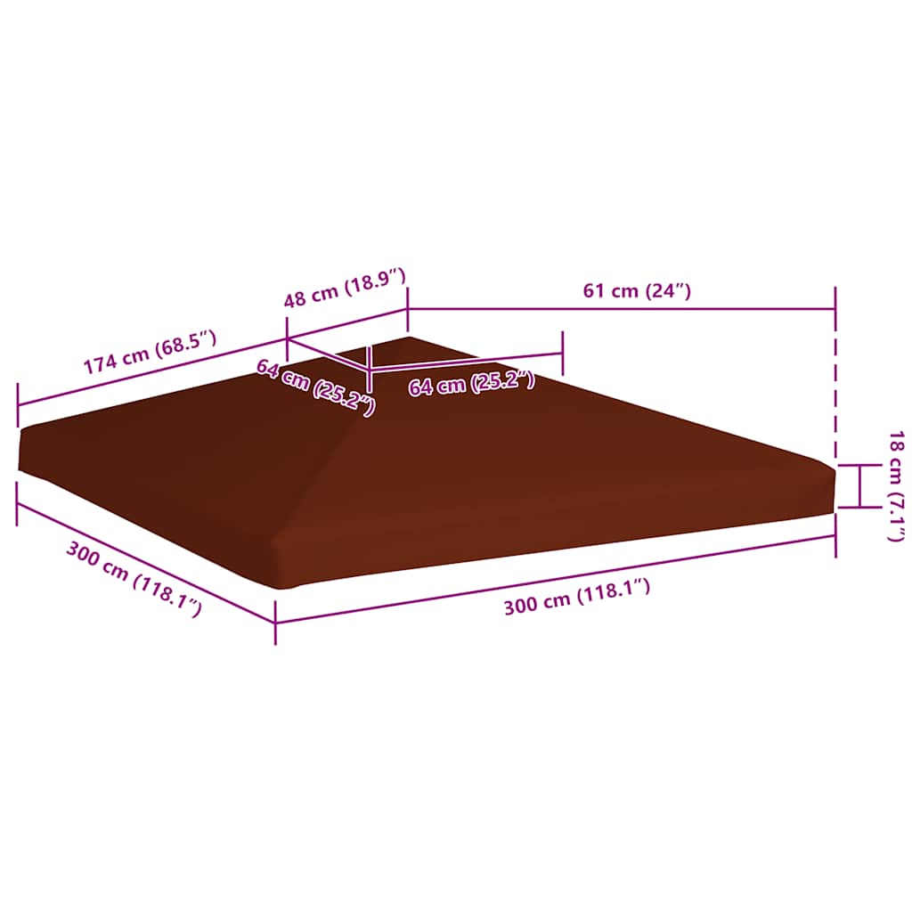 vidaXL Κάλυμμα για Κιόσκι Τερακότα 3 x 3 μ. 310 γρ./μ²