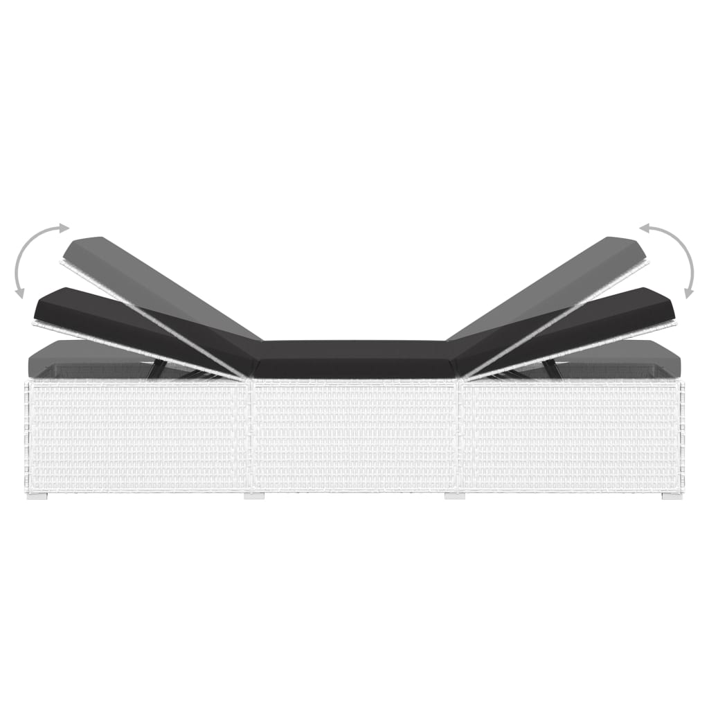 vidaXL Ξαπλώστρα Λευκή από Συνθετικό Ρατάν με Μαξιλάρι / Τραπεζάκι