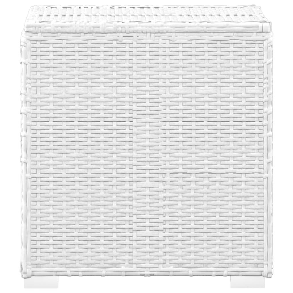 vidaXL Ξαπλώστρα Λευκή από Συνθετικό Ρατάν με Μαξιλάρι / Τραπεζάκι