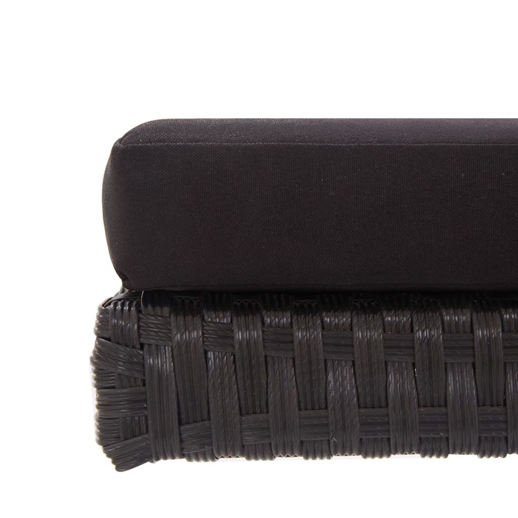 vidaXL Παγκάκι Κήπου Μαύρο 176 εκ. από Συνθετικό Ρατάν με Μαξιλάρια