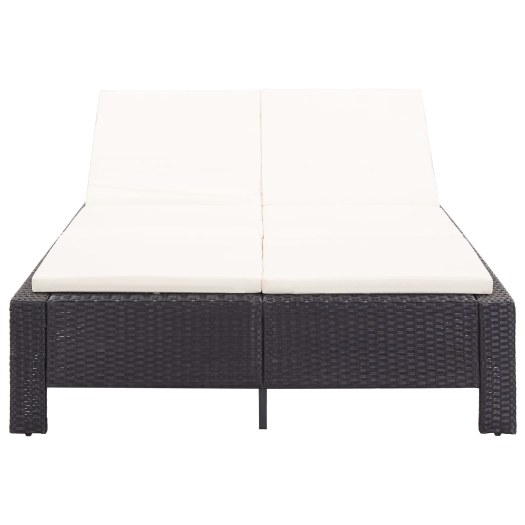 vidaXL Ξαπλώστρα 2 Ατόμων Μαύρη από Συνθετικό Ρατάν με Μαξιλάρι