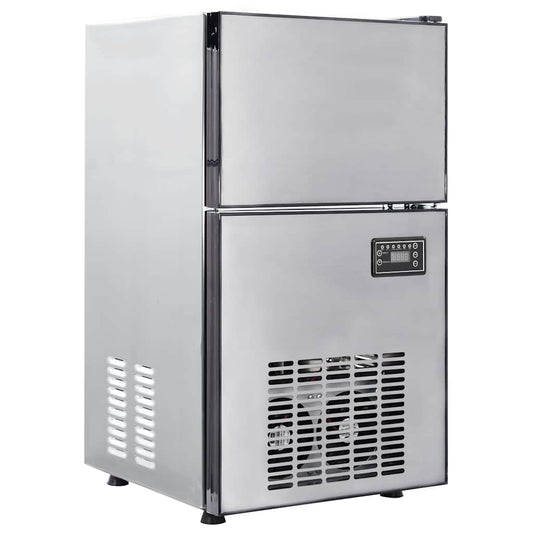 vidaXL Μηχάνημα πάγου σε κύβους με πόρτα Ασημί 43 x 40 x 71 εκ.