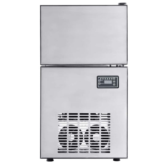 vidaXL Μηχάνημα πάγου σε κύβους με πόρτα Ασημί 43 x 40 x 71 εκ.