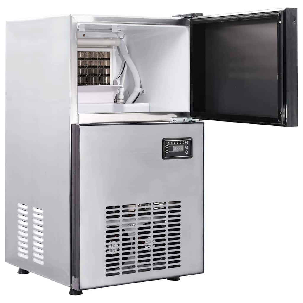 vidaXL Μηχάνημα πάγου σε κύβους με πόρτα Ασημί 43 x 40 x 71 εκ.