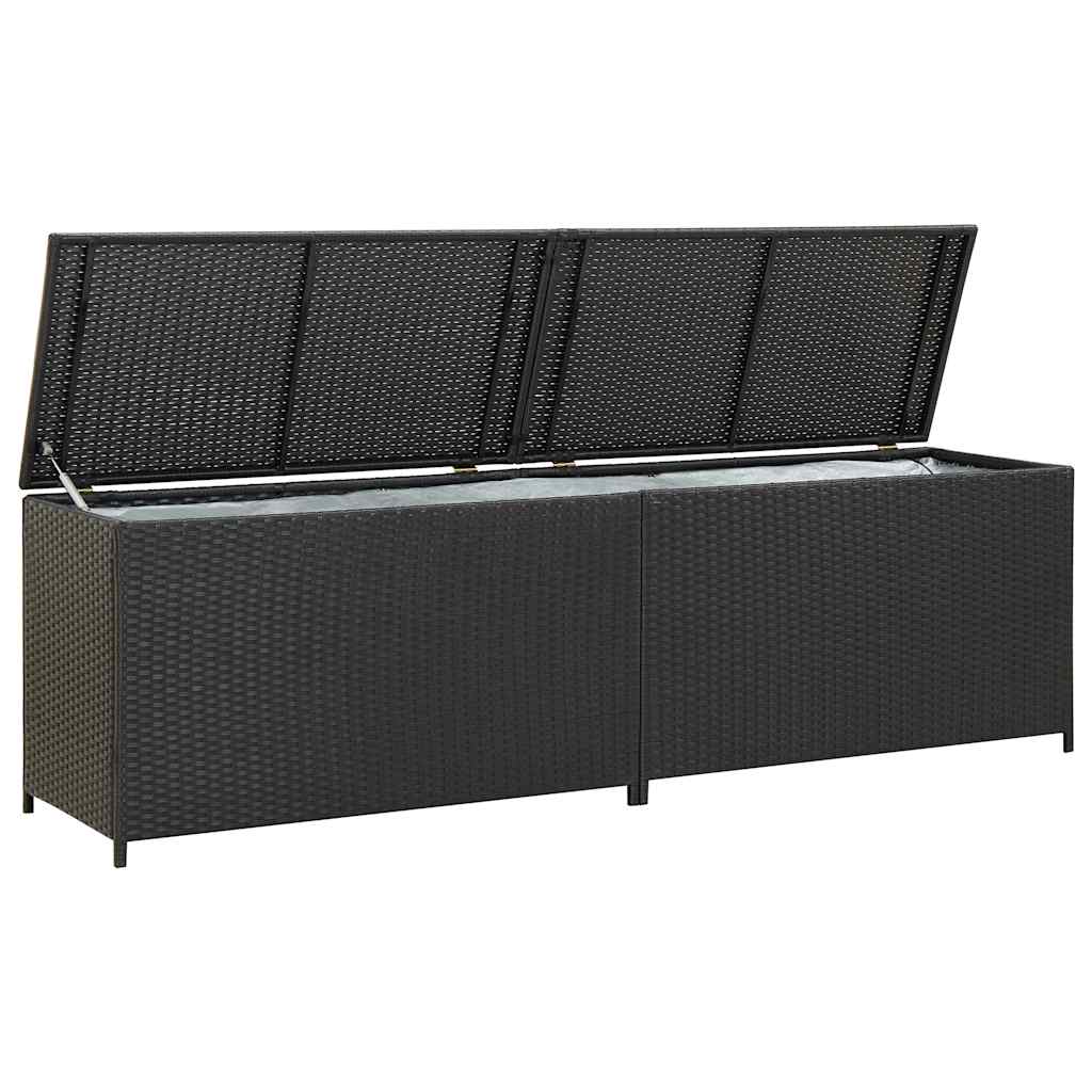 vidaXL Κουτί Αποθήκευσης Κήπου Μαύρο 200x50x60 εκ. από Συνθετικό Ρατάν