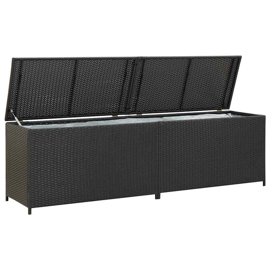 vidaXL Κουτί Αποθήκευσης Κήπου Μαύρο 200x50x60 εκ. από Συνθετικό Ρατάν