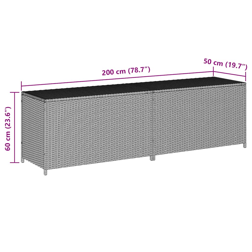 vidaXL Κουτί Αποθήκευσης Κήπου Μαύρο 200x50x60 εκ. από Συνθετικό Ρατάν