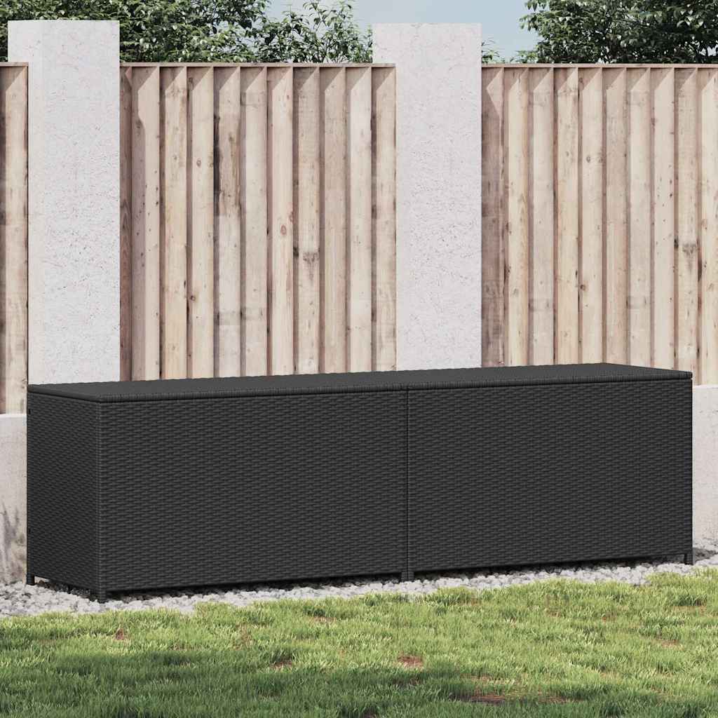 vidaXL Κουτί Αποθήκευσης Κήπου Μαύρο 200x50x60 εκ. από Συνθετικό Ρατάν