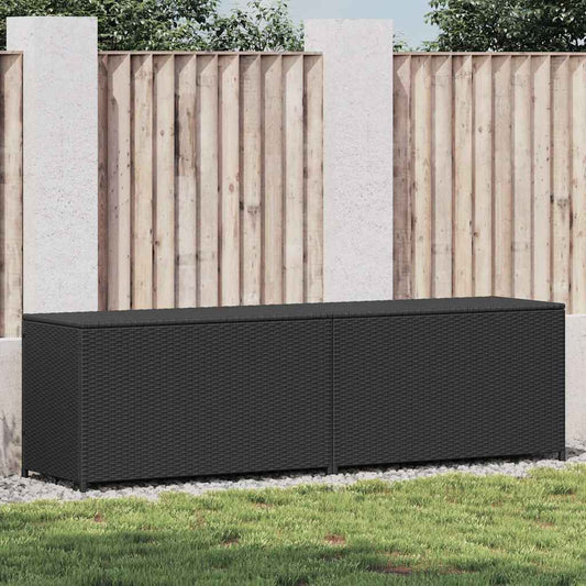vidaXL Κουτί Αποθήκευσης Κήπου Μαύρο 200x50x60 εκ. από Συνθετικό Ρατάν