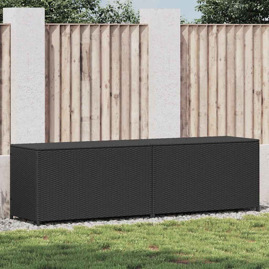 vidaXL Κουτί Αποθήκευσης Κήπου Μαύρο 200x50x60 εκ. από Συνθετικό Ρατάν