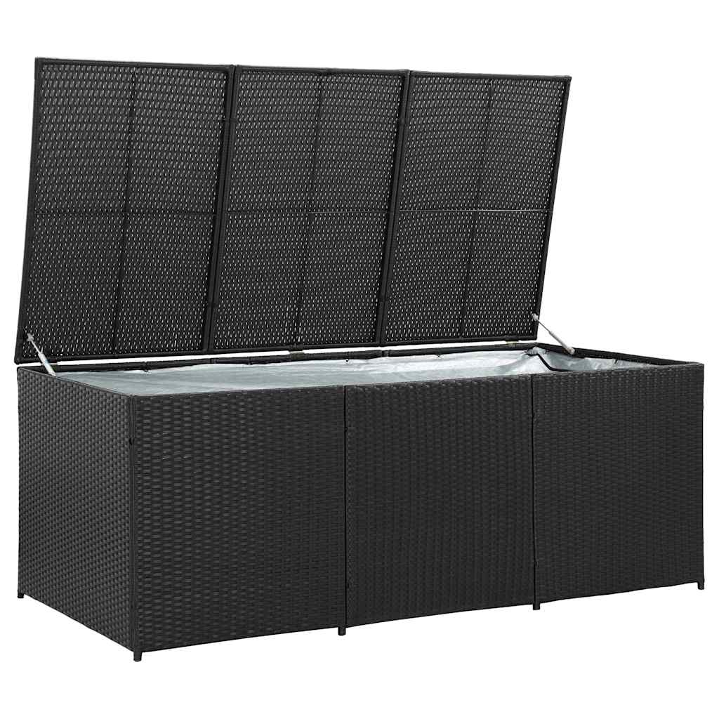 vidaXL Κουτί Αποθήκευσης Κήπου Μαύρο 180x90x70 εκ. από Συνθετικό Ρατάν