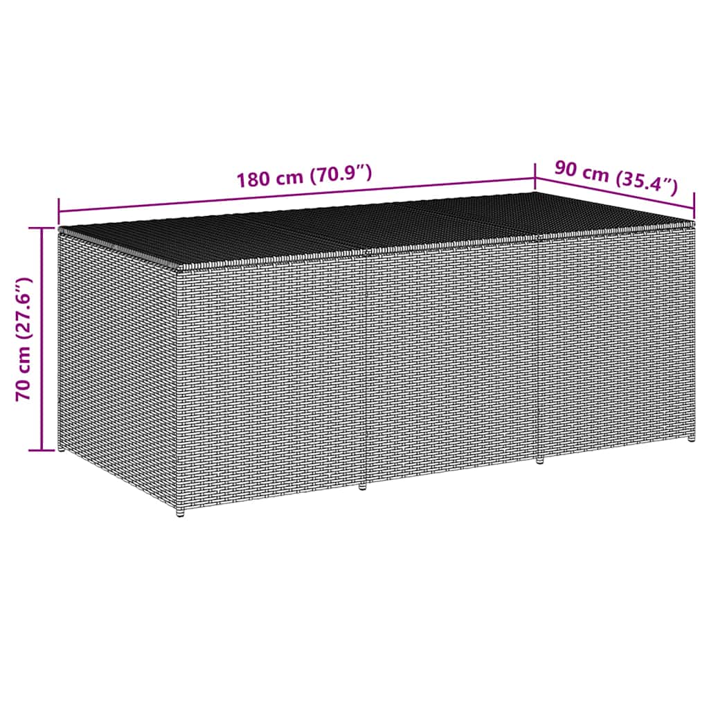 vidaXL Κουτί Αποθήκευσης Κήπου Μαύρο 180x90x70 εκ. από Συνθετικό Ρατάν