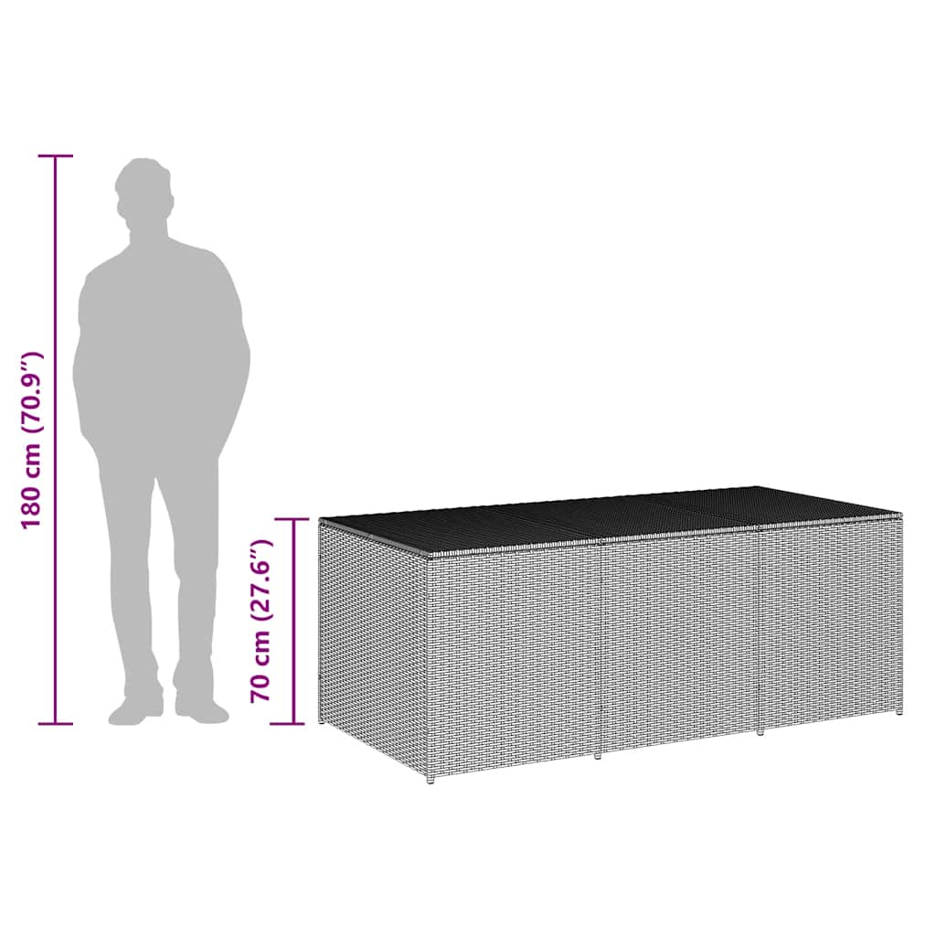 vidaXL Κουτί Αποθήκευσης Κήπου Μαύρο 180x90x70 εκ. από Συνθετικό Ρατάν