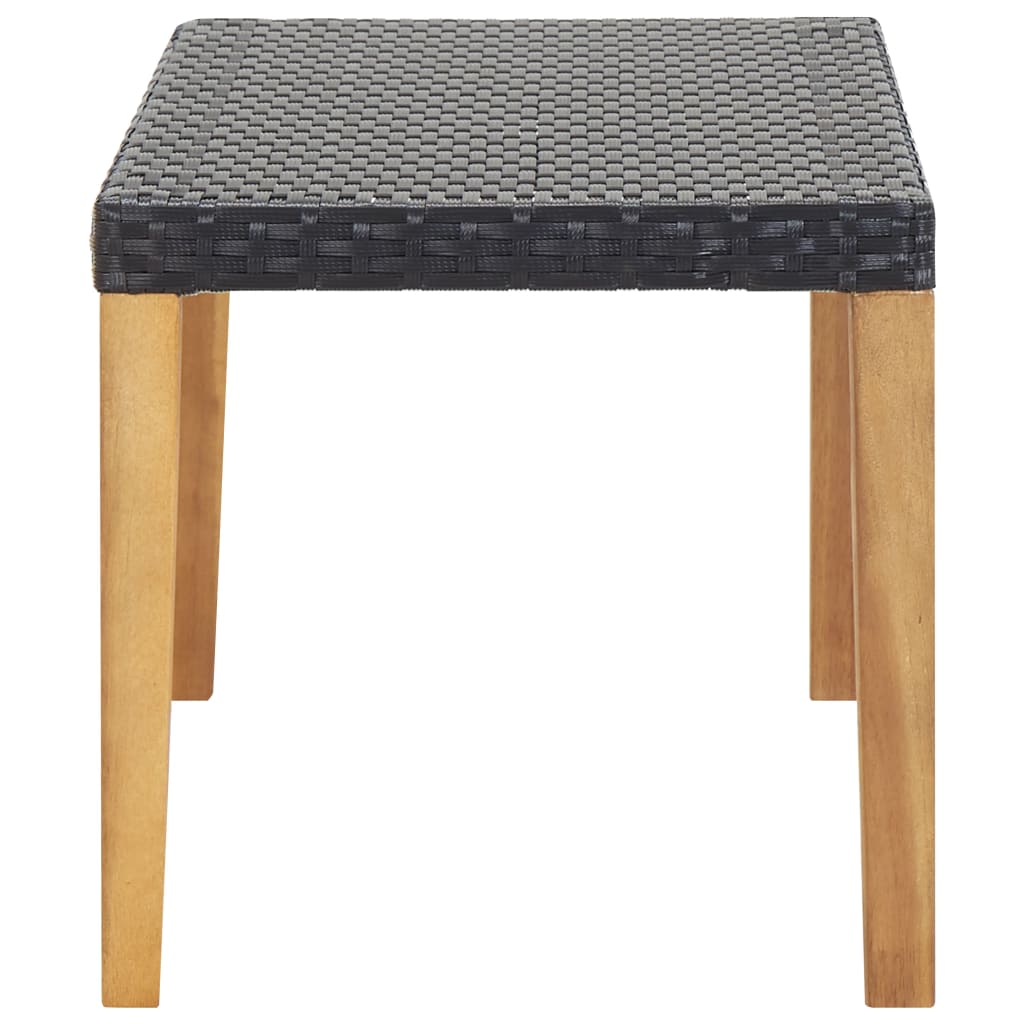 vidaXL Πάγκος Κήπου Μαύρος 120 εκ. Συνθετικό Ρατάν/Μασίφ Ξύλο Ακακίας