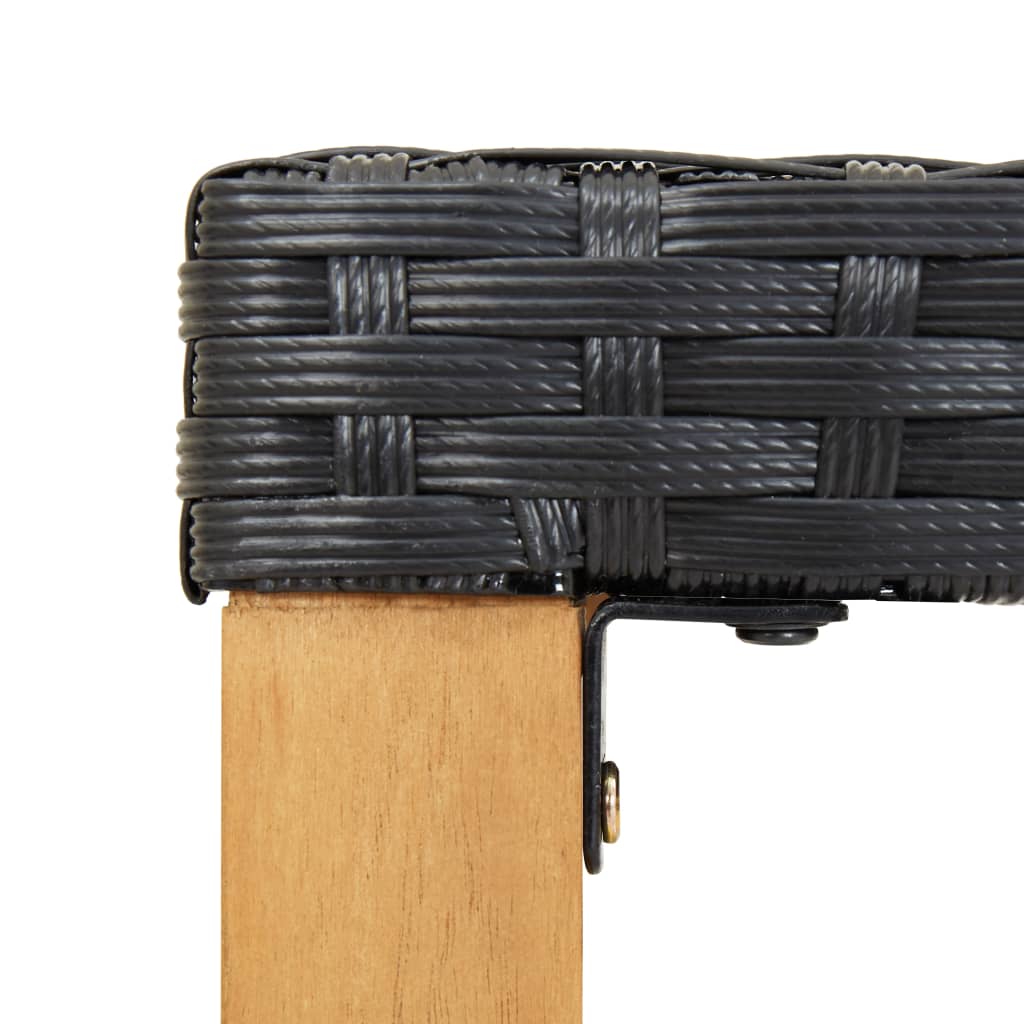 vidaXL Πάγκος Κήπου Μαύρος 120 εκ. Συνθετικό Ρατάν/Μασίφ Ξύλο Ακακίας