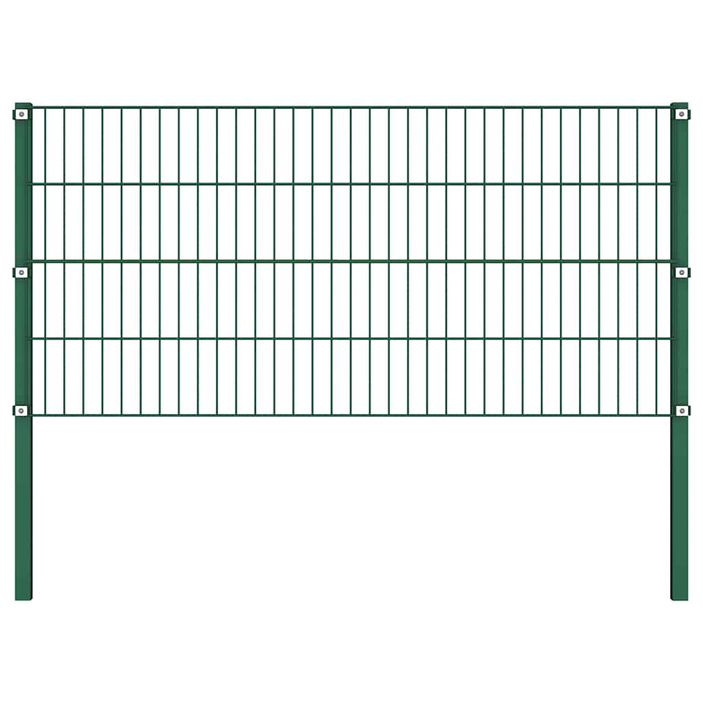 vidaXL Πάνελ Περίφραξης με Στύλους Σιδερένιο Πράσινο 867 x 80 εκ.
