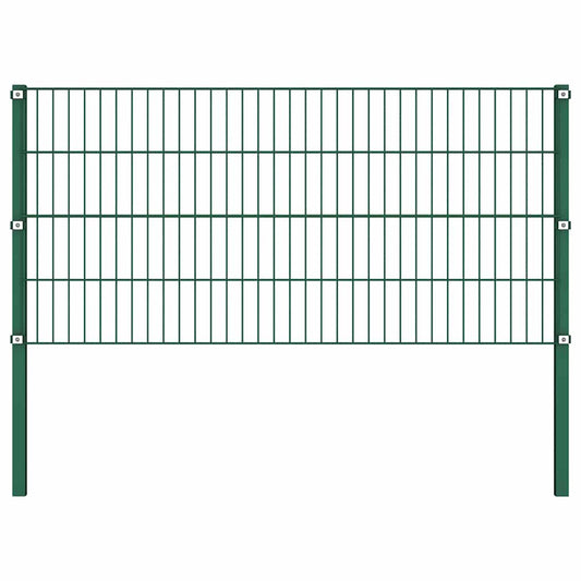 vidaXL Πάνελ Περίφραξης με Στύλους Σιδερένιο Πράσινο 1212 x 80 εκ.