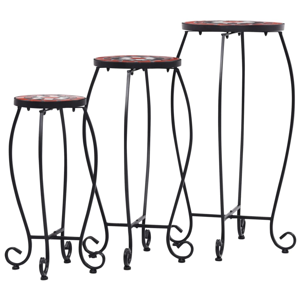 vidaXL Τραπέζια «Μωσαϊκό» 3 Τεμ. Τερακότα /Λευκά Κεραμικά