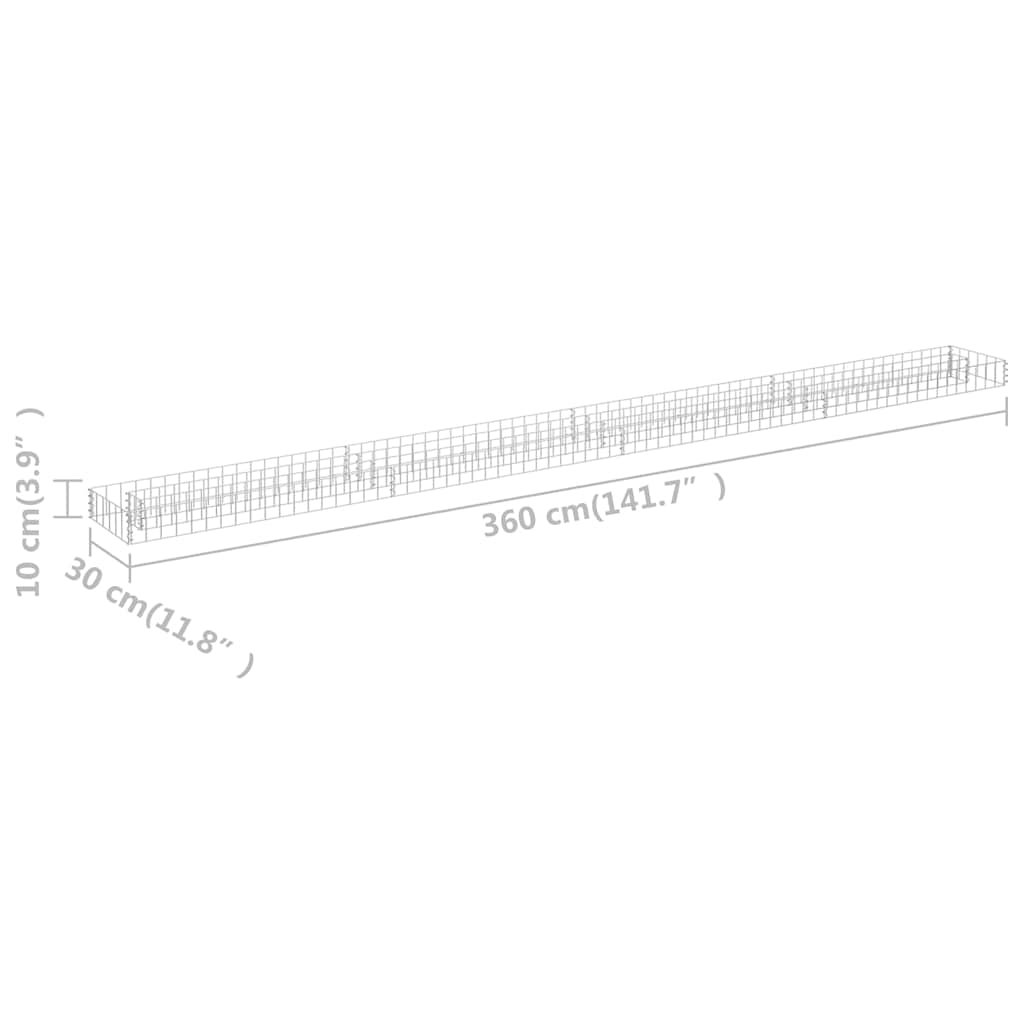 vidaXL Συρματοκιβώτιο-Γλάστρα Υπερυψωμένη 360x30x10 εκ. Γαλβ. Χάλυβας