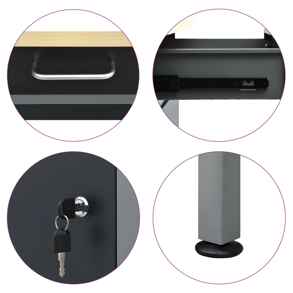 vidaXL Πάγκος Εργασίας Μαύρος 160 x 60 x 85 εκ. Ατσάλινος