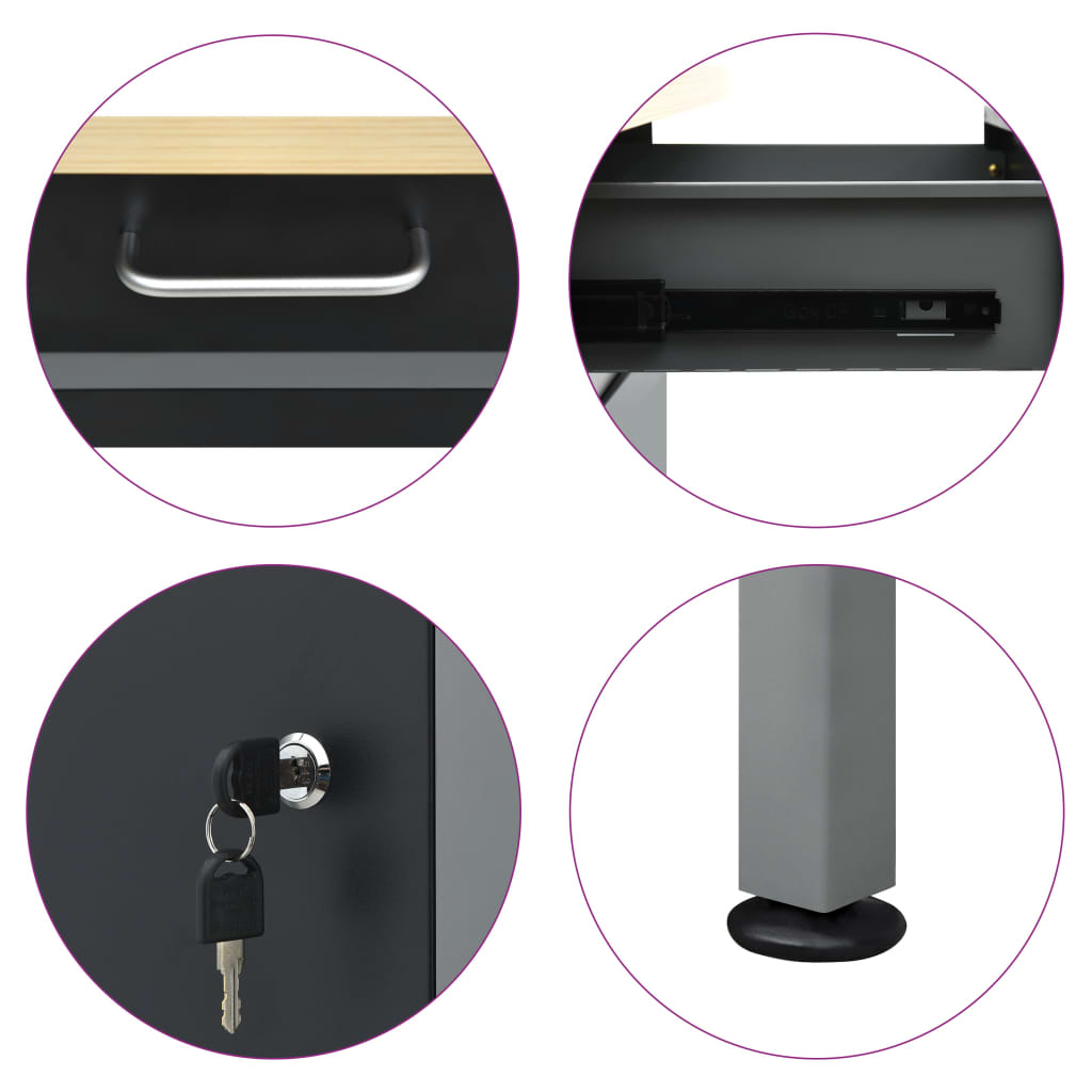 vidaXL Πάγκος Εργασίας Μαύρος 160 x 60 x 85 εκ. Ατσάλινος