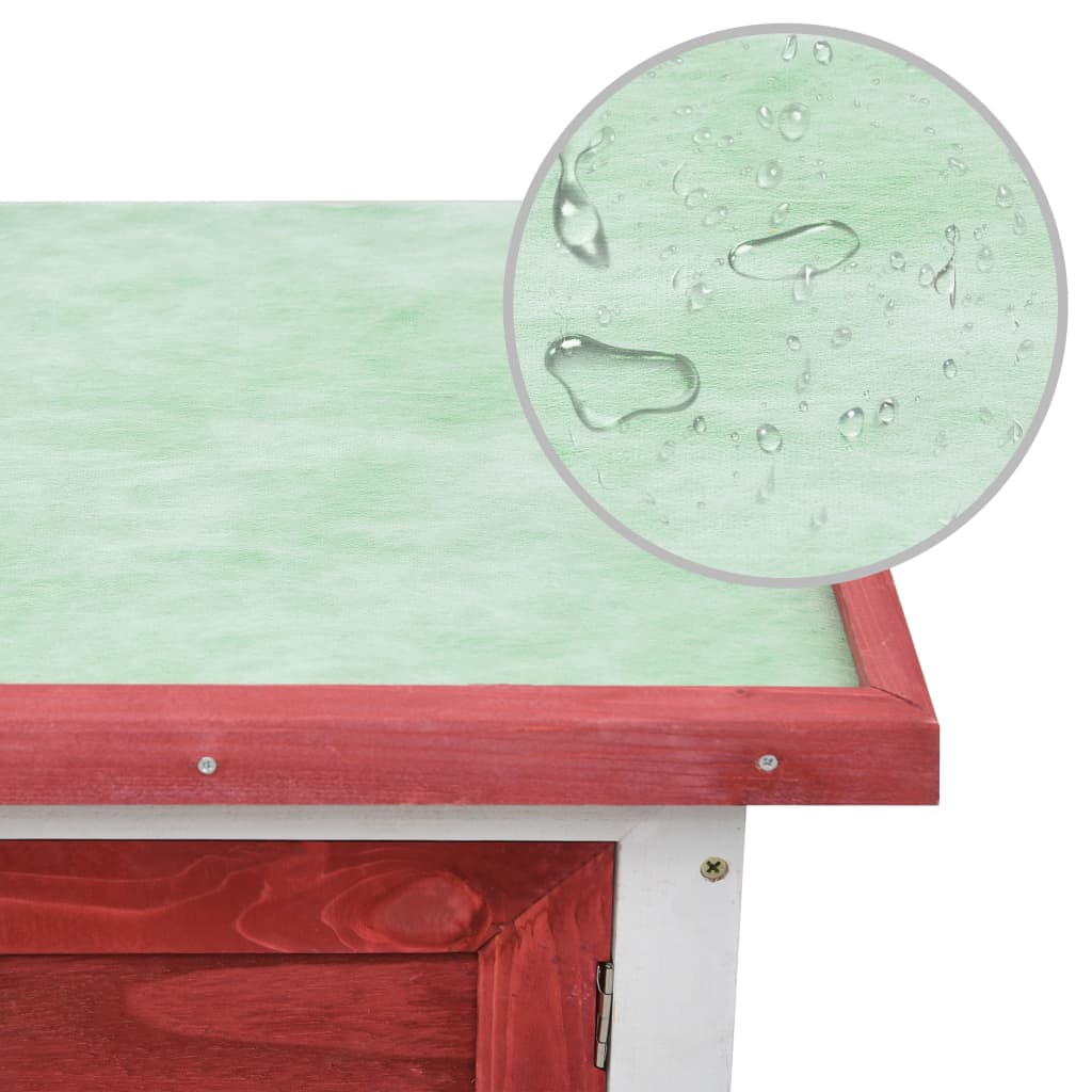 vidaXL Κλουβί Κουνελιών Εξωτερικού Χώρου με 1 Επίπεδο Κόκκινο Ξύλινο