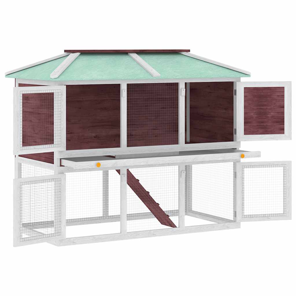 vidaXL Κλουβί Ζώων / Κουνελιών Δύο Ορόφων Καφέ Ξύλινο