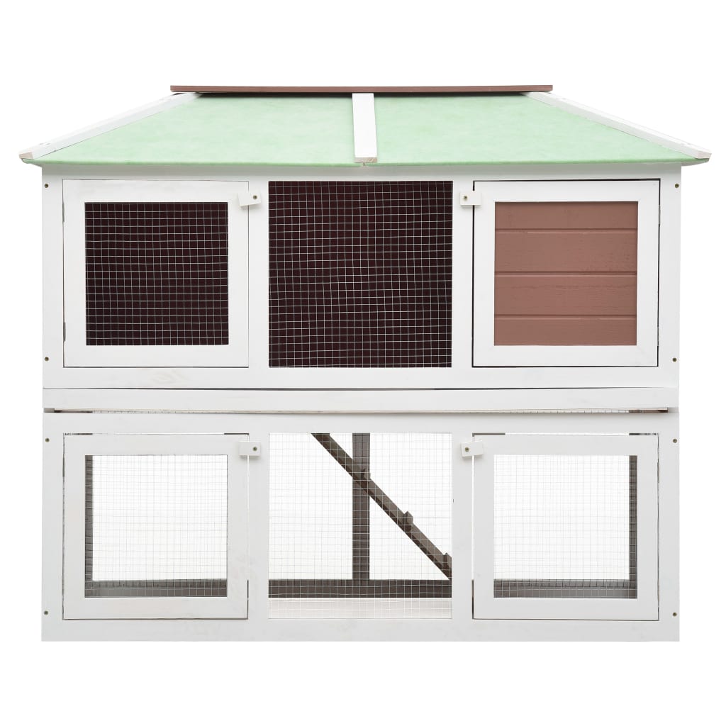 vidaXL Κλουβί Ζώων / Κουνελιών Δύο Ορόφων Καφέ Ξύλινο