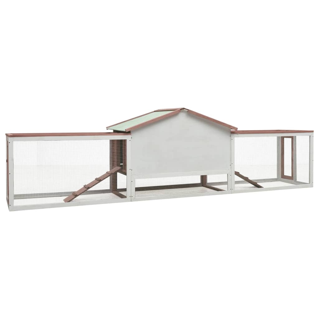 vidaXL Κλουβί Κουνελιών Μόκα 310x70x87 εκ. Μασίφ Ξύλο Πεύκου/Ελάτης