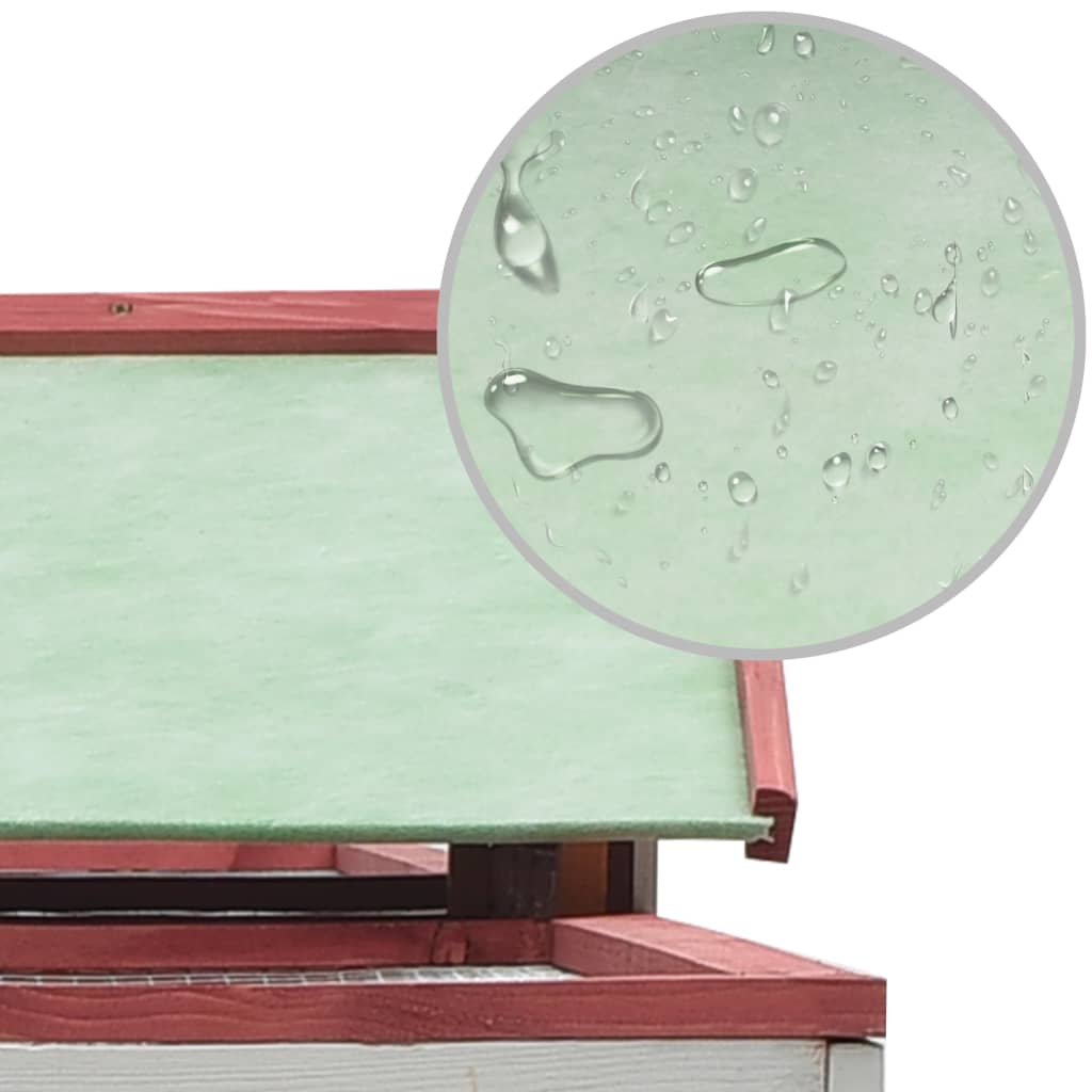 vidaXL Κλουβί Κουνελιών Κόκκινο 310x70x87 εκ. Μασίφ Ξύλο Πεύκου/Ελάτης