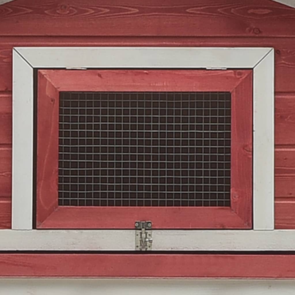 vidaXL Κλουβί Κουνελιών Κόκκινο 310x70x87 εκ. Μασίφ Ξύλο Πεύκου/Ελάτης