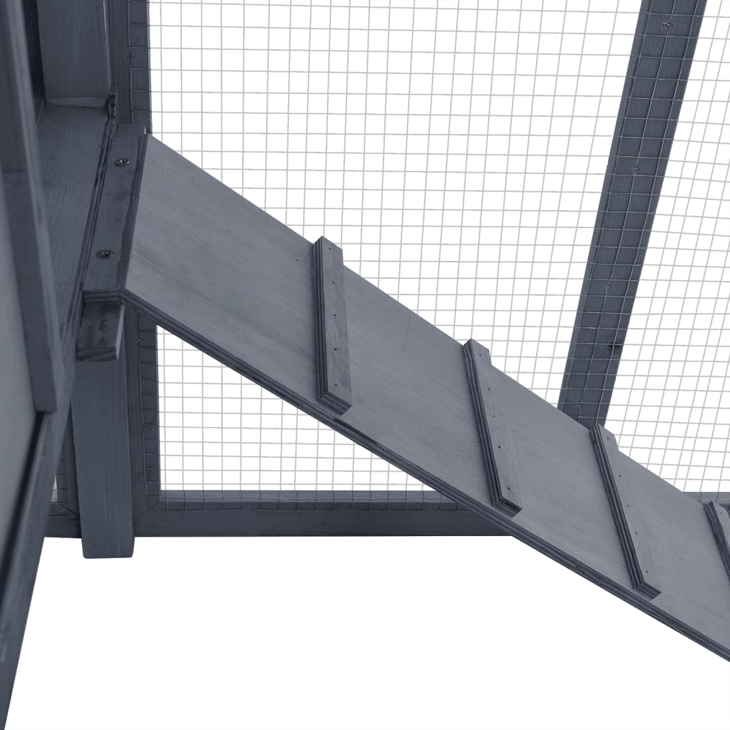 vidaXL Κοτέτσι με Κουτί Ωοτοκίας Γκρι/Λευκό Μασίφ Ξύλο Ελάτης