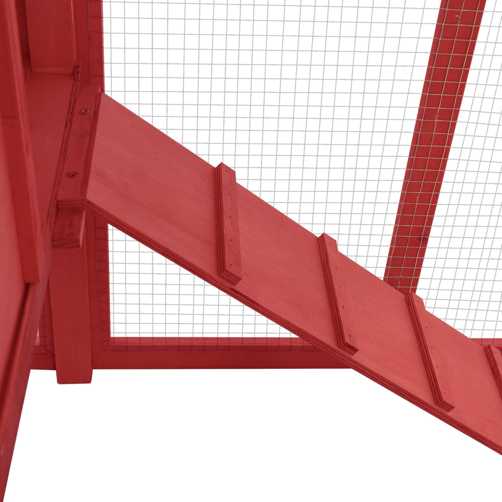 vidaXL Κοτέτσι με Κουτί Ωοτοκίας Κόκκινο/Λευκό Μασίφ Ξύλο Ελάτης