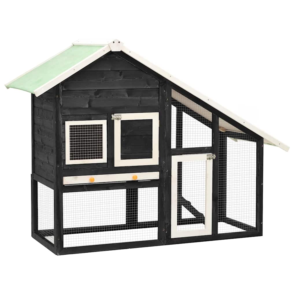 vidaXL Κλουβί Κουνελιών Γκρι/Λευκό 140x63x120 εκ. Μασίφ Ξύλο Ελάτης