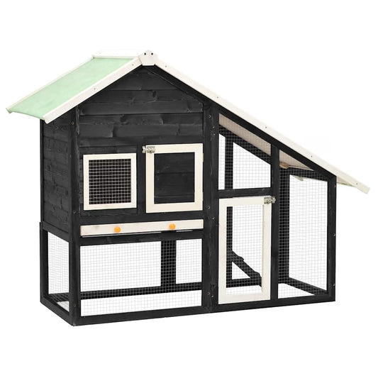 vidaXL Κλουβί Κουνελιών Γκρι/Λευκό 140x63x120 εκ. Μασίφ Ξύλο Ελάτης