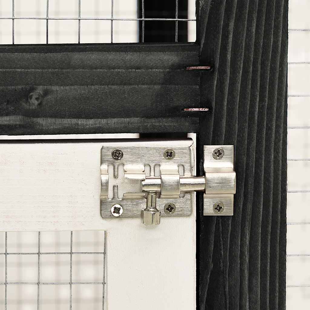 vidaXL Κλουβί Κουνελιών Γκρι/Λευκό 140x63x120 εκ. Μασίφ Ξύλο Ελάτης