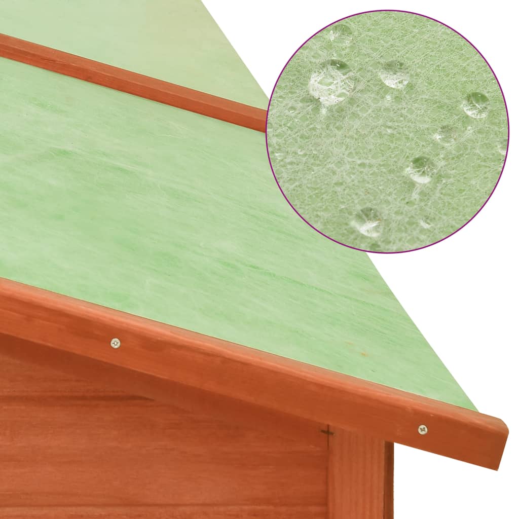 vidaXL Κλουβί Κουνελιών Εξωτ. Χώρου με Προαύλιο Καφέ Μασίφ Ξύλο Ελάτης