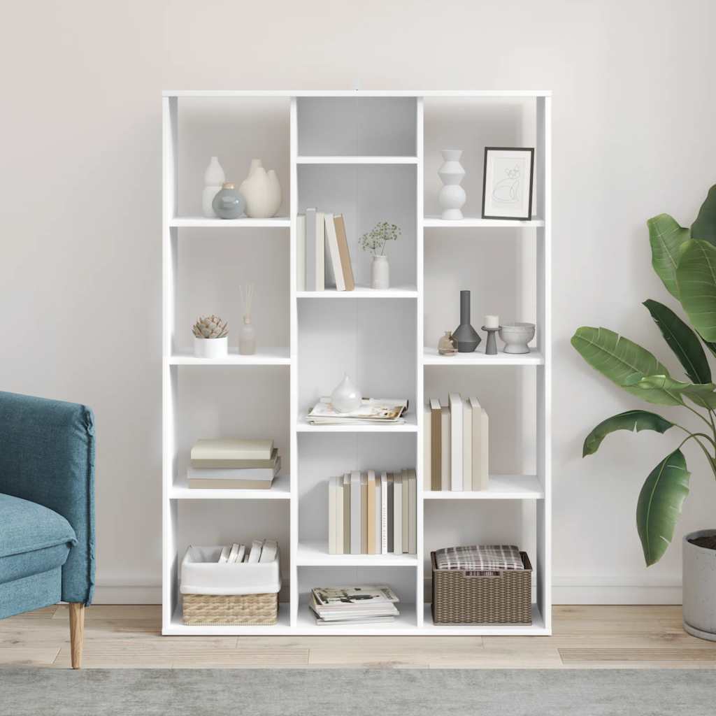 vidaXL Διαχωριστικό/Βιβλιοθήκη Λευκό 100x24x140 εκ. από Επεξ. Ξύλο