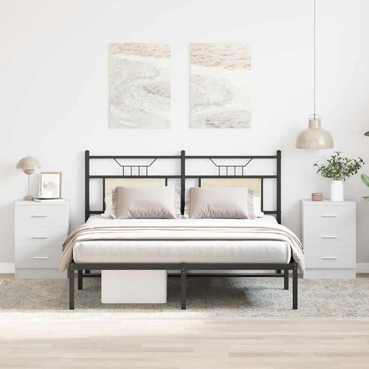 vidaXL Κομοδίνα 2 τεμ. Λευκά 38 x 35 x 56 εκ. από Επεξ. Ξύλο