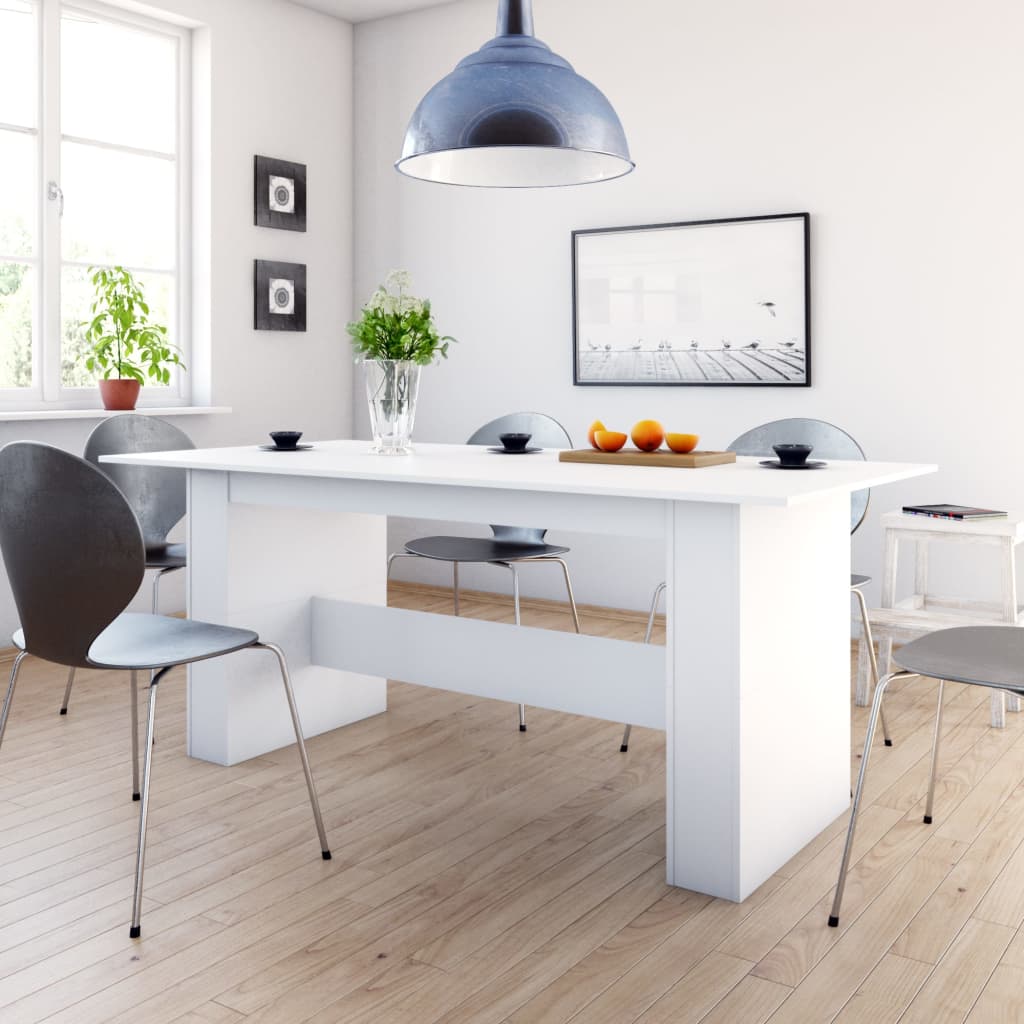 vidaXL Τραπεζαρία Λευκή 180 x 90 x 76 εκ. από Επεξ. Ξύλο