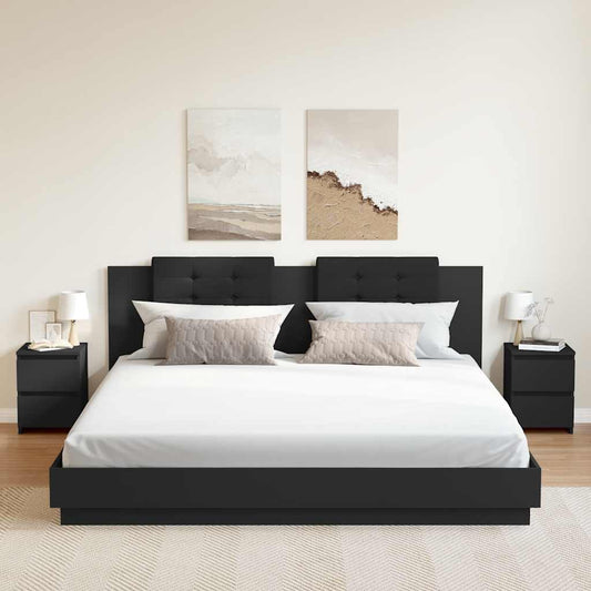 vidaXL Κομοδίνα 2 τεμ. Μαύρα 30 x 30 x 40 εκ. από Επεξ. Ξύλο