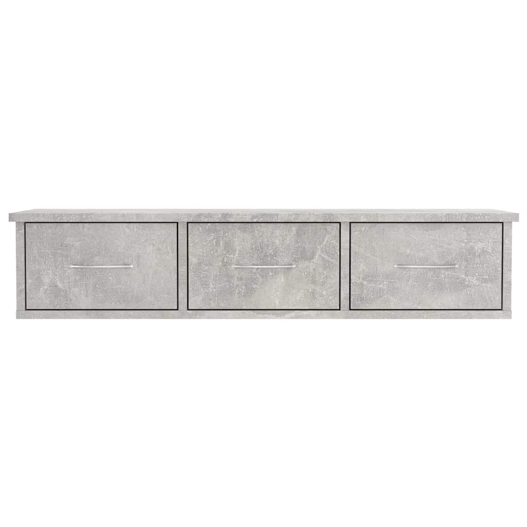 vidaXL Ράφι Τοίχου με Συρτάρια Γκρι Σκυροδ. 88x26x18,5 εκ. Επεξ. Ξύλο