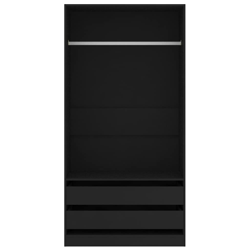 vidaXL Ντουλάπα Μαύρη 100 x 50 x 200 εκ. από Επεξ. Ξύλο
